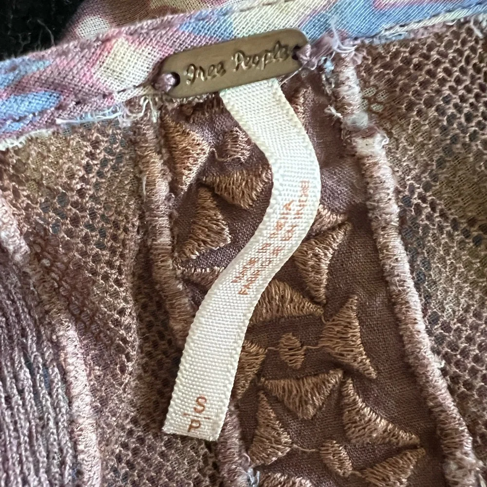 Free People Purple Floral Cottagecore Shirt Bohemian Oversized Blouse Size Small